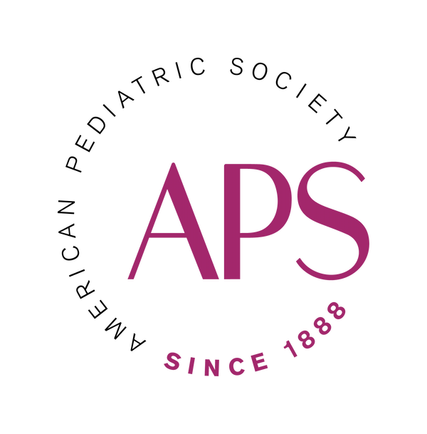Logo of the American Pediatric Society featuring large magenta letters “APS” in the center, with the words “American Pediatric Society” curved around the top and “Since 1888” curved along the bottom.