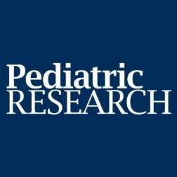 Logo for Pediatric Research displayed in white text on a dark blue background.